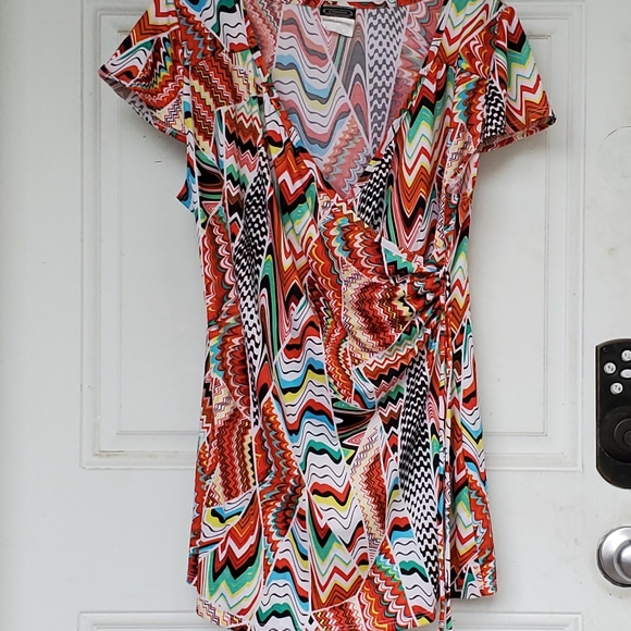3/$30 Clientele Faux Wrap Cap Sleeve Top - Picture 1 of 5